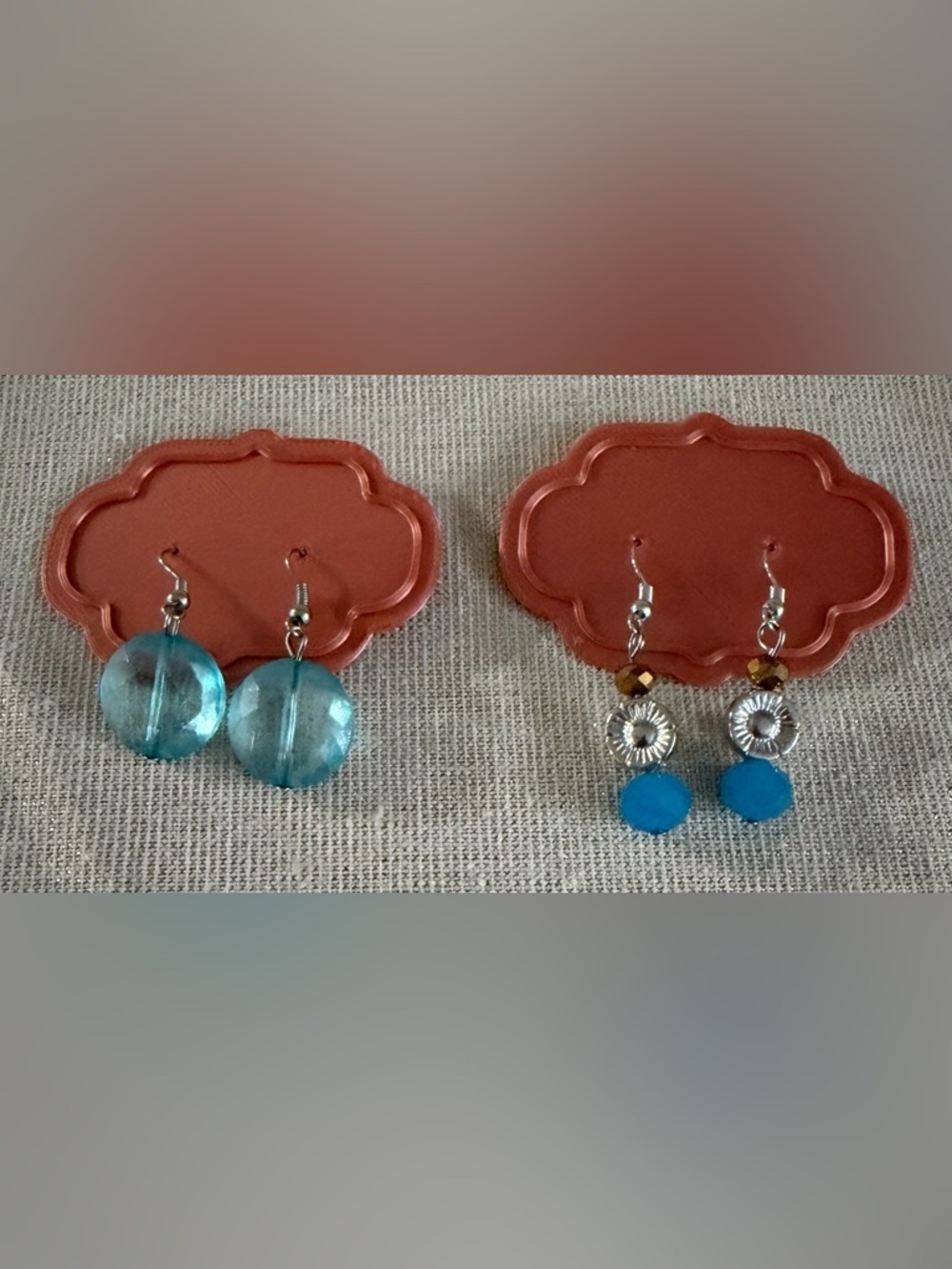 Two pair Blue Glass Drop Earrings - Women's Fashion Jewelry